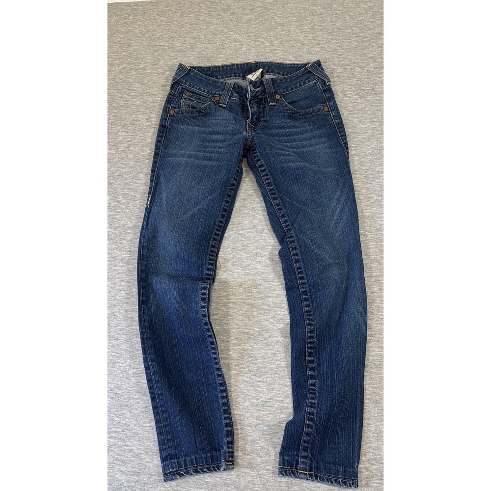 True Religion Julie Jeans Womens 27 Medium Wash Low Rise Slim Straight USA Denim